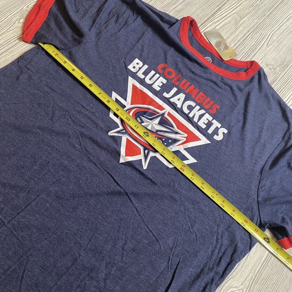 NHL Columbus Blue Jackets Logo Ringer Tee Men’s XL Blue Soft Hockey CBJ NWT - Picture 6 of 9